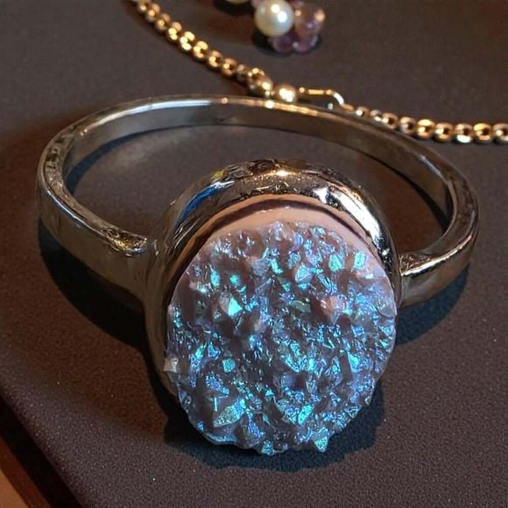 Gold and Blue Druzy Ring